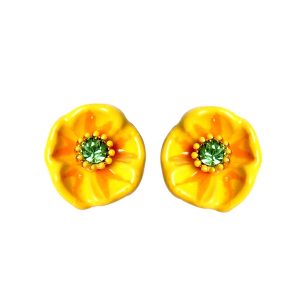 Les Nereides Garden Party Yellow Buttercup Stud Earrings